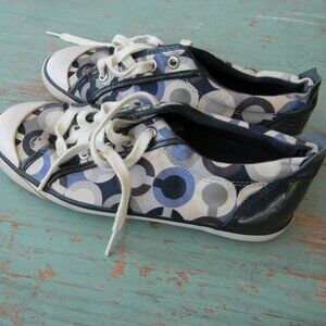COACH BARRETT OP ART LOGO Y2K BLUE/GRAY SNEAKERS LOW TOP SZ 8B